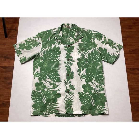 Royal Creations Other - Men's Hawaiian Shirt Royal Creations Hibiscus Panel Green Poly Cotton Large